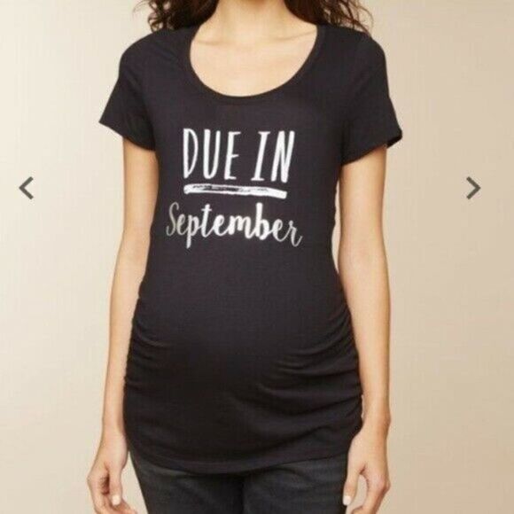 Motherhood Maternity Due In September T-Shirt NWT - Picture 1 of 8